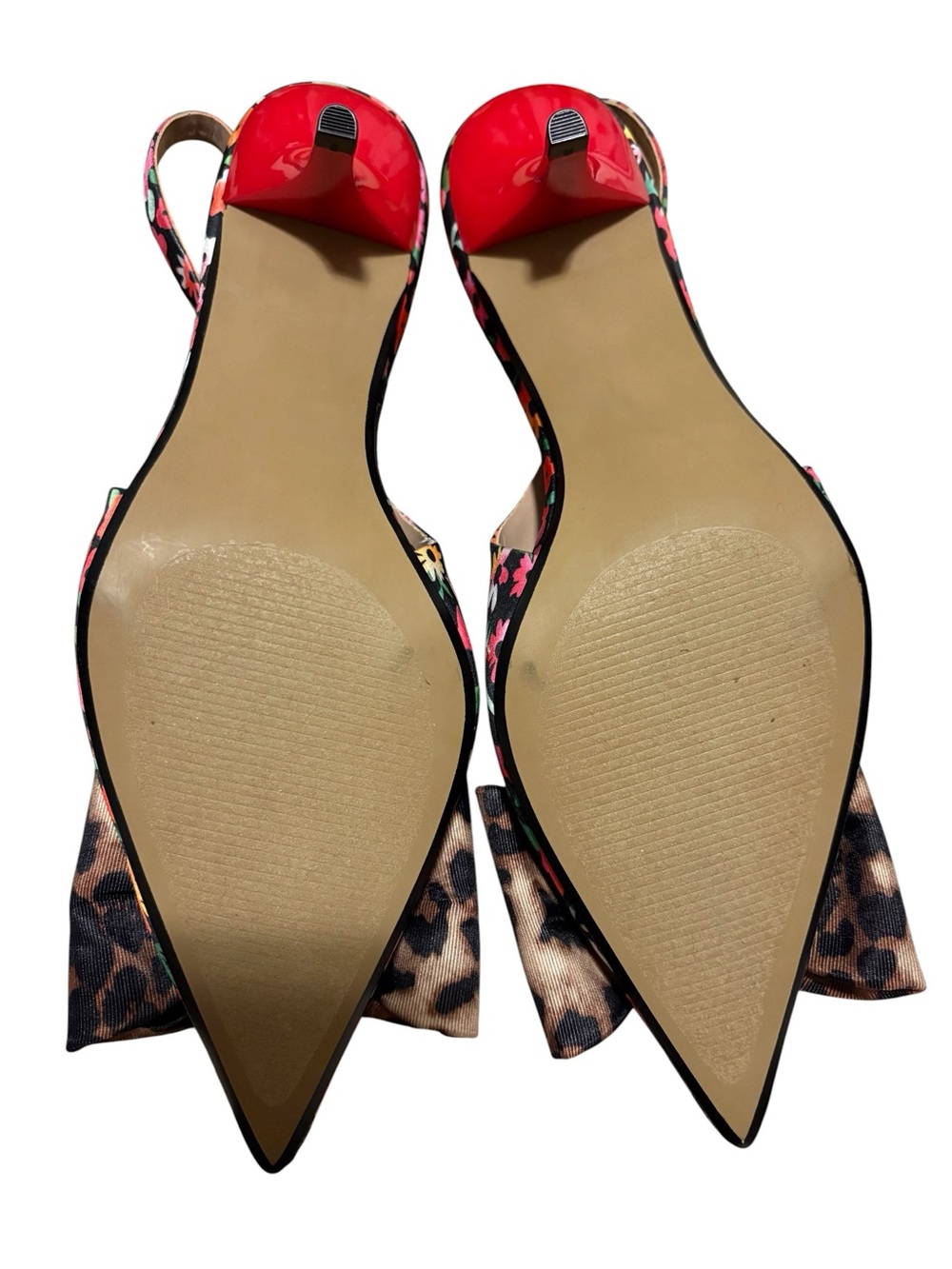 Betsey Johnson Multicolor Floral & Leopard Pearl-Buckle Slingback Heels - Picture 4 of 4